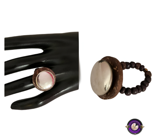 Handcrafted Wooden Ring with Glass Dome – Natural Statement Jewelry