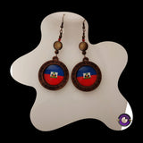 Haitian Flag Wooden Earrings – Handmade Cultural Jewelry